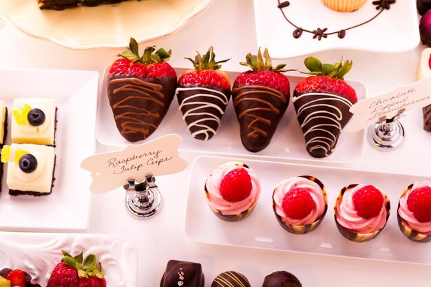 Dessert bar with assorted chocolate sweets.