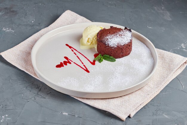 Dessert chocolade fondant, beton