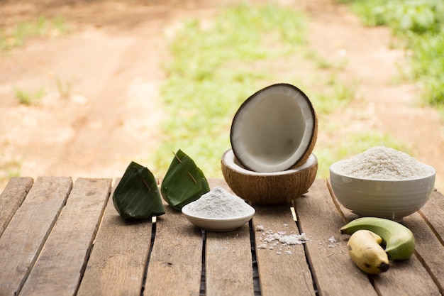 Dessert from banana leave thai style Kaow-neaw-sang-kha-ya 