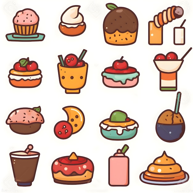 Dessert icon set Vector illustration of a set of desserts