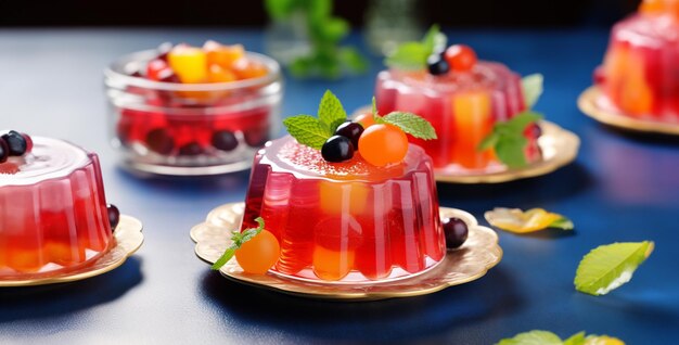 dessert met aardbeien en room fruit jelly zeer smakelijke taart