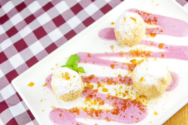 Dessert on a restaurant table