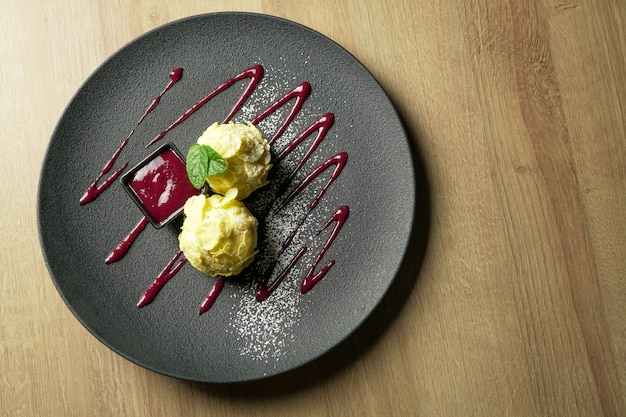 Dessert on a restaurant table