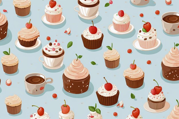 Dessert seamless pattern background