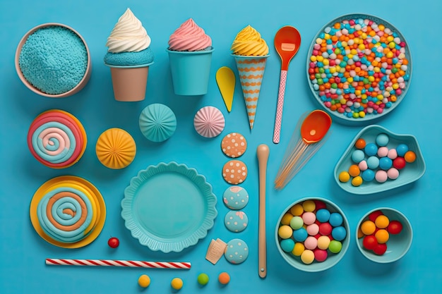 Dessert Table with Vibrant and Colorful Treats Generative AI