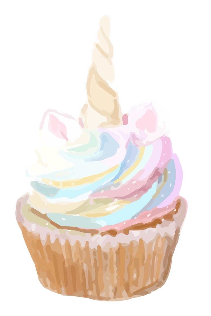Photo デザート ユニコーン カップケーキ png ステッカー