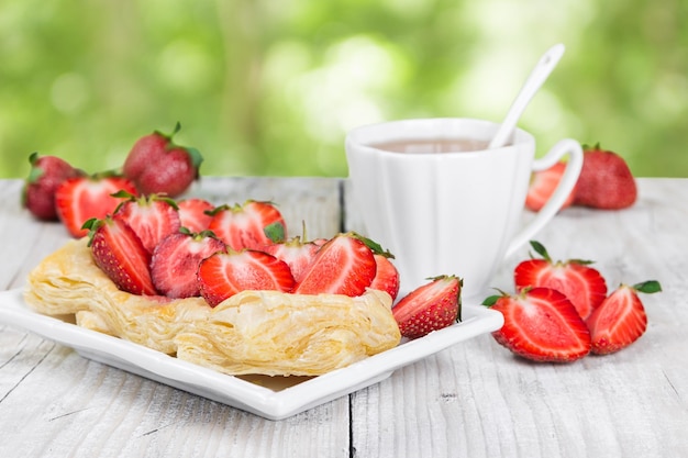 Dessert with strawberries