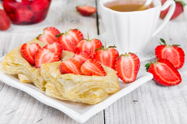 Dessert with strawberries