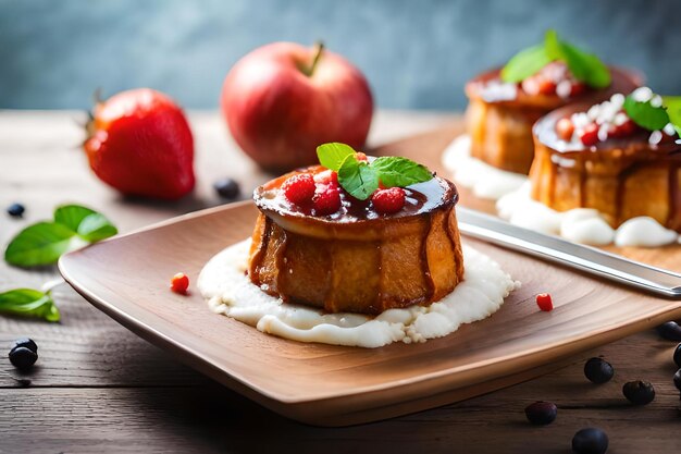 a dessert with a strawberry on the top