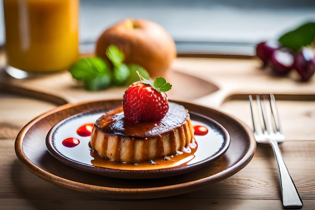 a dessert with a strawberry on the top