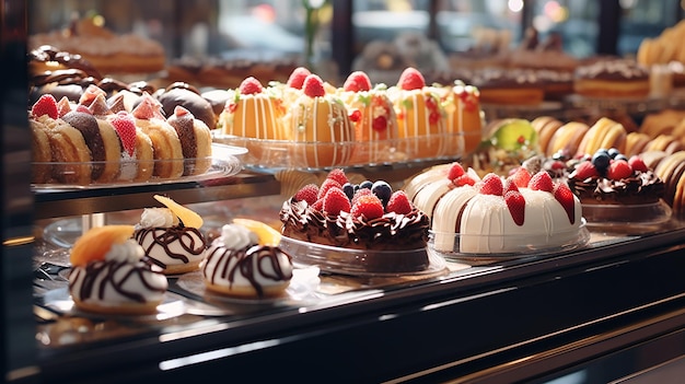 desserts in bakery case