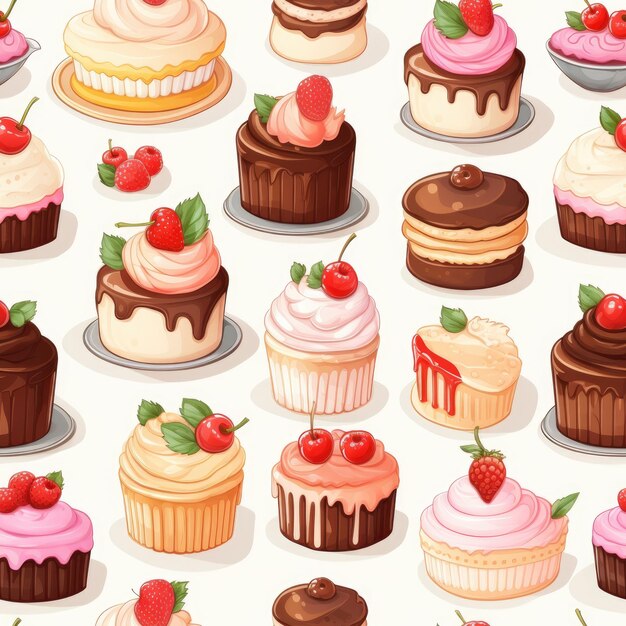 Desserts confectionery sweet indulgence seamless pattern