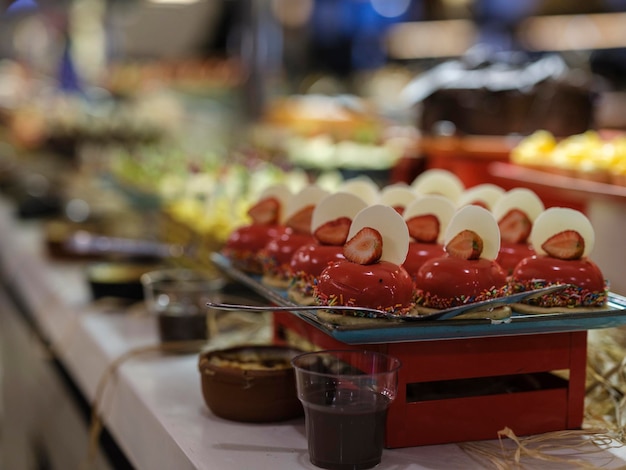 Desserts at a hotel buffet