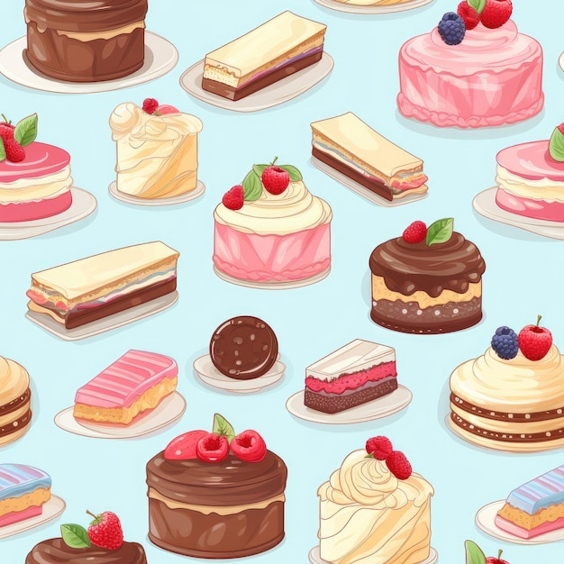 Desserts sweets treats confectionery seamless pattern