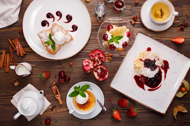 Фото Десерты с ягодами и чаем