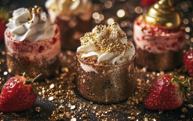 Photo desserts with edible glitter and sparkles