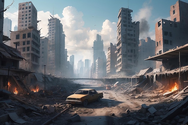 Destroyed city concept illustration