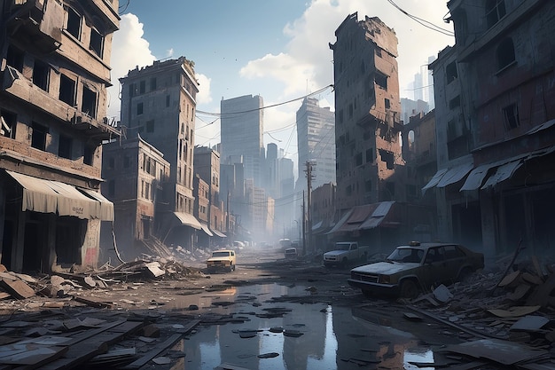 Destroyed city concept illustration