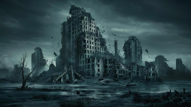 The destroyed city