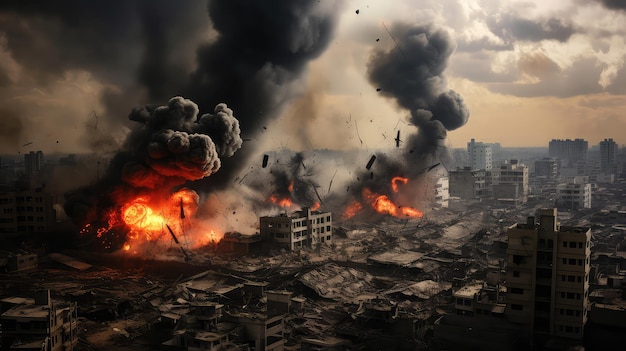 Photo destroyed gaza town palestine israel war