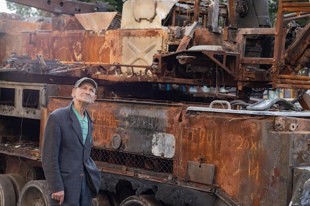 Destroyed Russian military equipment in the center of Kyiv on Khreschatyk