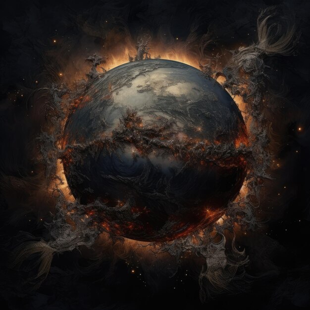 the destruction of earth from space dark and damage