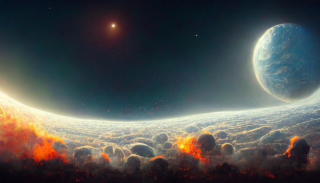 Destruction of planets concept art illustration background image