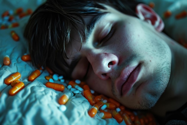 Destructive Addiction to sleeping pills Generate ai