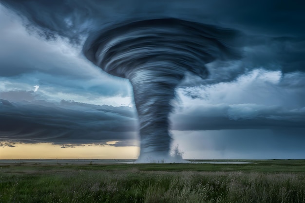 Destructive tornado funnel natural disaster cataclysm