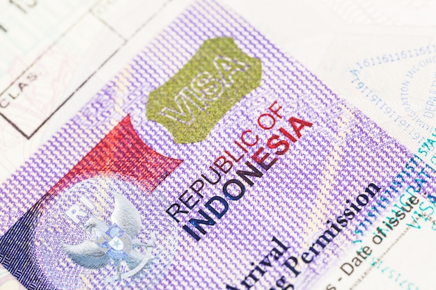 Detail of 2014 Indonesia Visa on passport