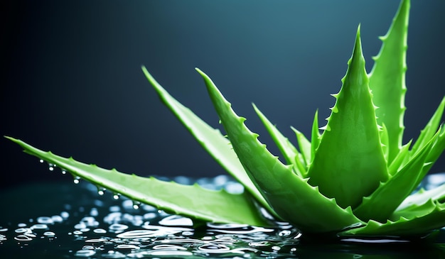 Foto dettaglio della pianta di aloe vera coltivata per usi agricoli e medicinali generato dall'intelligenza artificiale