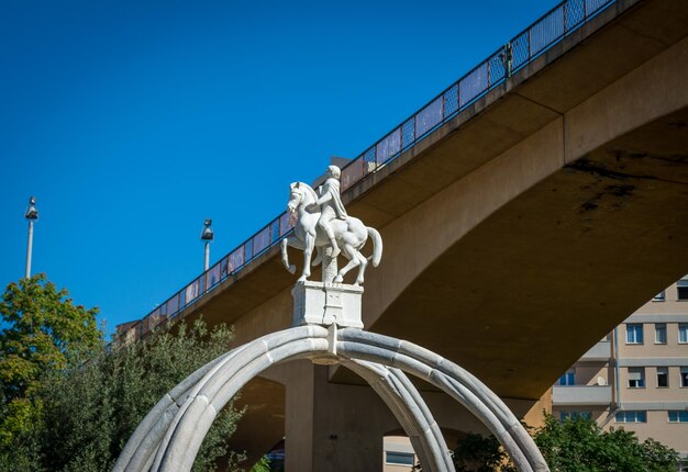 Detail of ancient fountain in the middle of the city