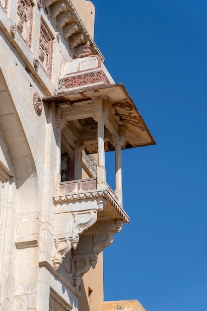 Detail of architecture decorated facade in Udaipur Rajasthan India