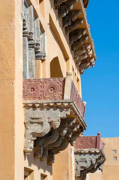 Detail of architecture decorated facade in Udaipur Rajasthan India