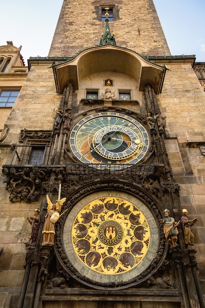 Detail of astronomical clock on old town hall, in Prague, Czech Republic