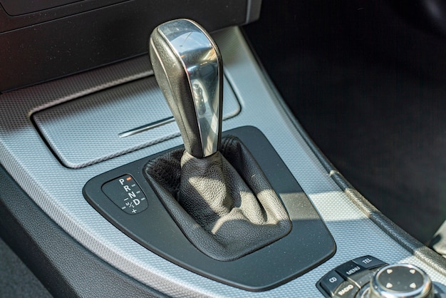 Detail of the automatic gear lever of a modern car