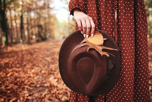 Detail of autumn walk in the forest