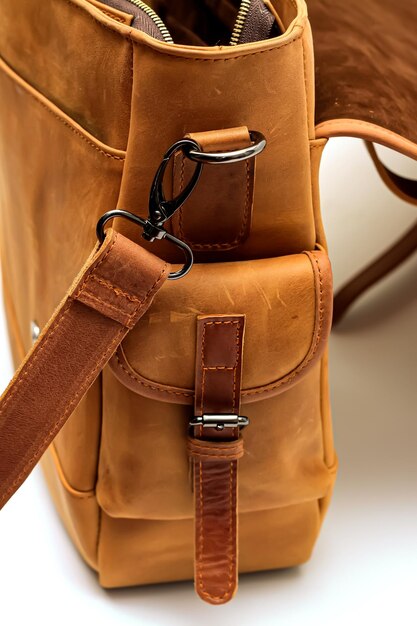 Detail of the bag made of leather