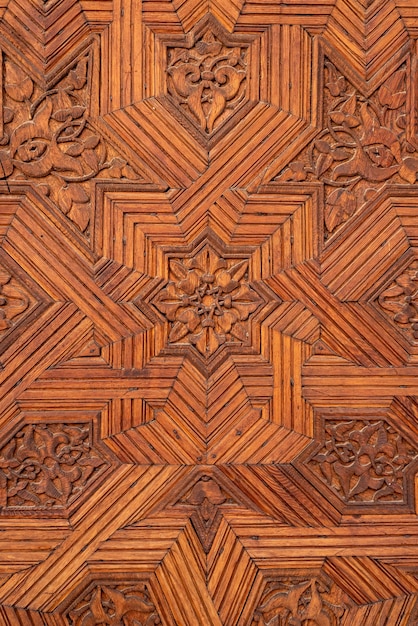 Detail of a carved wooden door