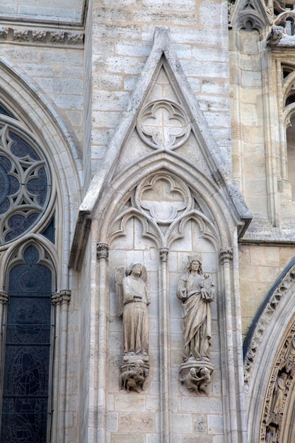 Detail on Cathedral Church Building Facade, Bordeaux, France