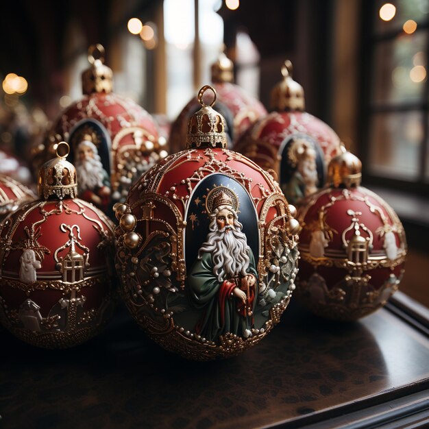 Foto dettaglio delle decorazioni natalizie sull'albero di natale