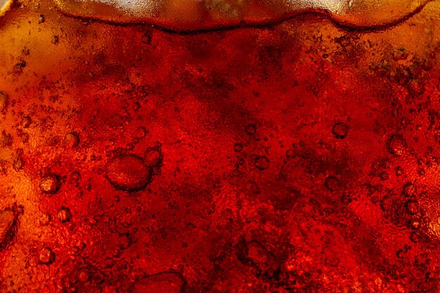 Detail of Cold Bubbly Carbonated Soft Drink with Ice