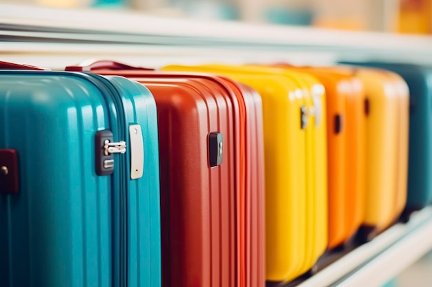 Detail of colorful modern suitcases