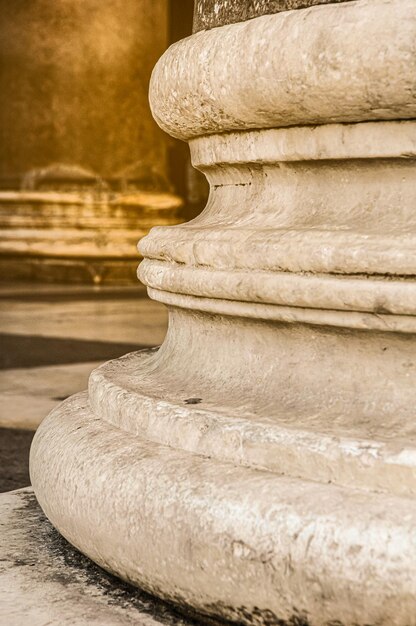 Detail of Corinthian base complex in the famous Pantheon in Rome