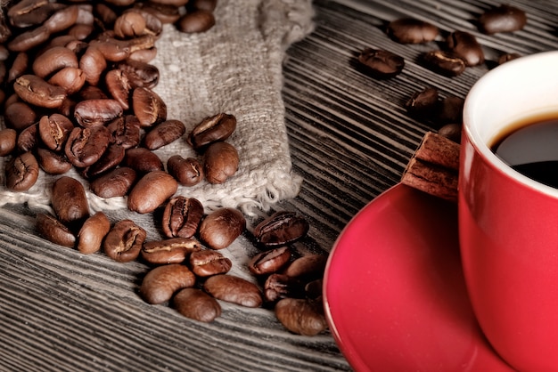 コーヒーと豆の詳細カップ