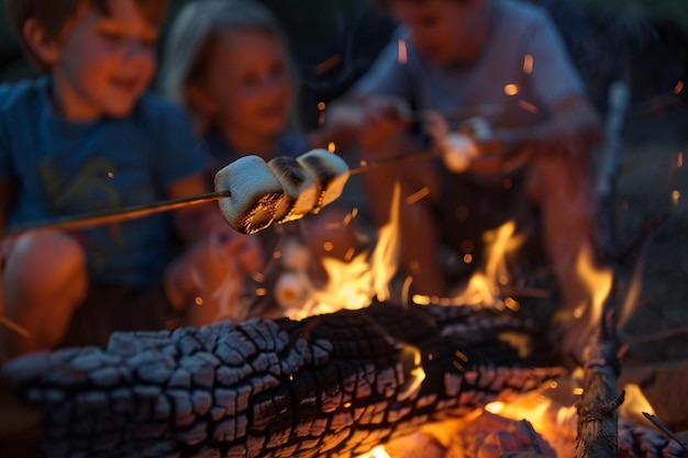 Detail de geur van roosteren marshmallows en smelten generatieve ai