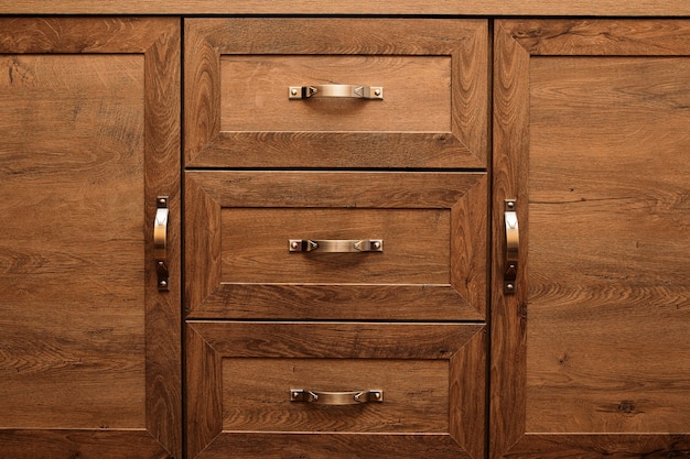 Detail of decorated furniture drawers. old drawer - damper.