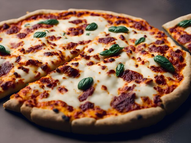 Detail of a delicious pizza stuffed with lots of cheese providing an explosion Generated by AI