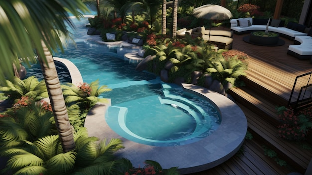 Detail of design of backyard pool