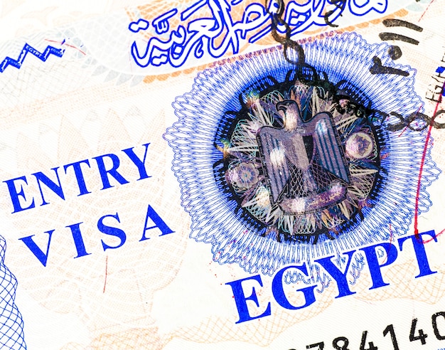 Detail of Egyptian Entry Visa on a real passport